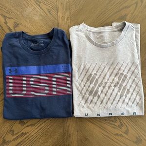 Two Men’s Large Under Armour Tee Shirts!